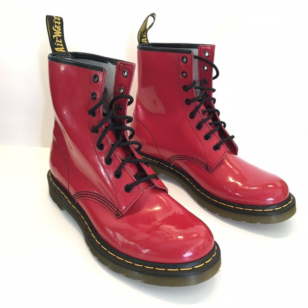 Dr Martens Red Patent Leather 1460W 8-eye Combat Boots Womens US11, UK9, EUR43.5